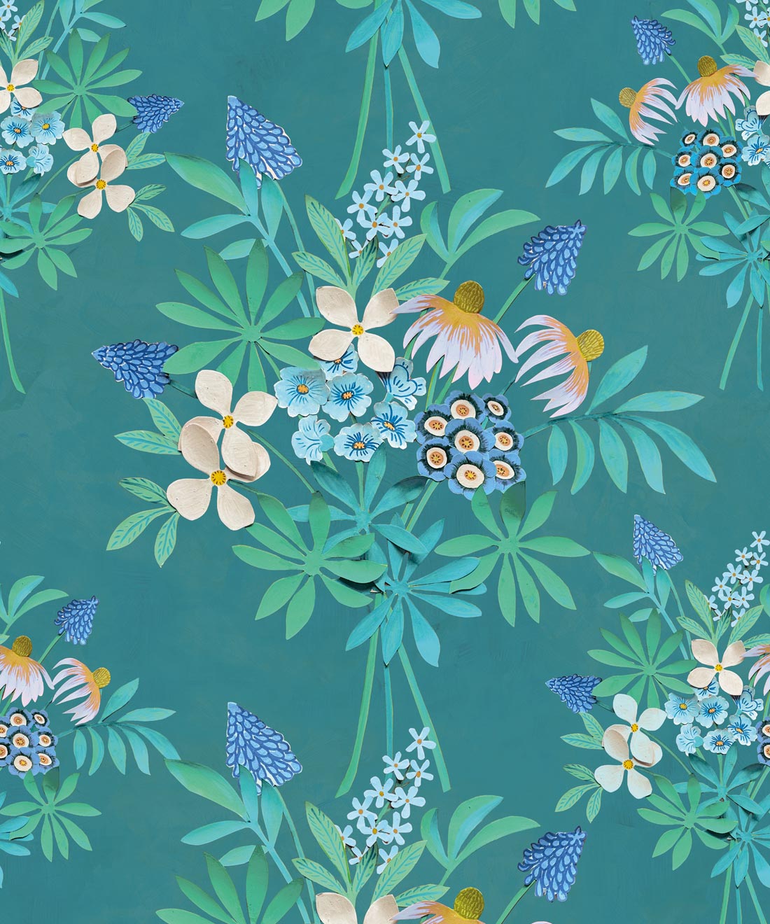 Odette's Bouquet Wallpaper - Colourway: Old Navy - Swatch