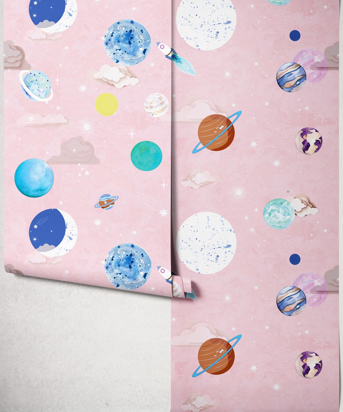 Blast Off Wallpaper - Colourway: Powder Blue - Roll