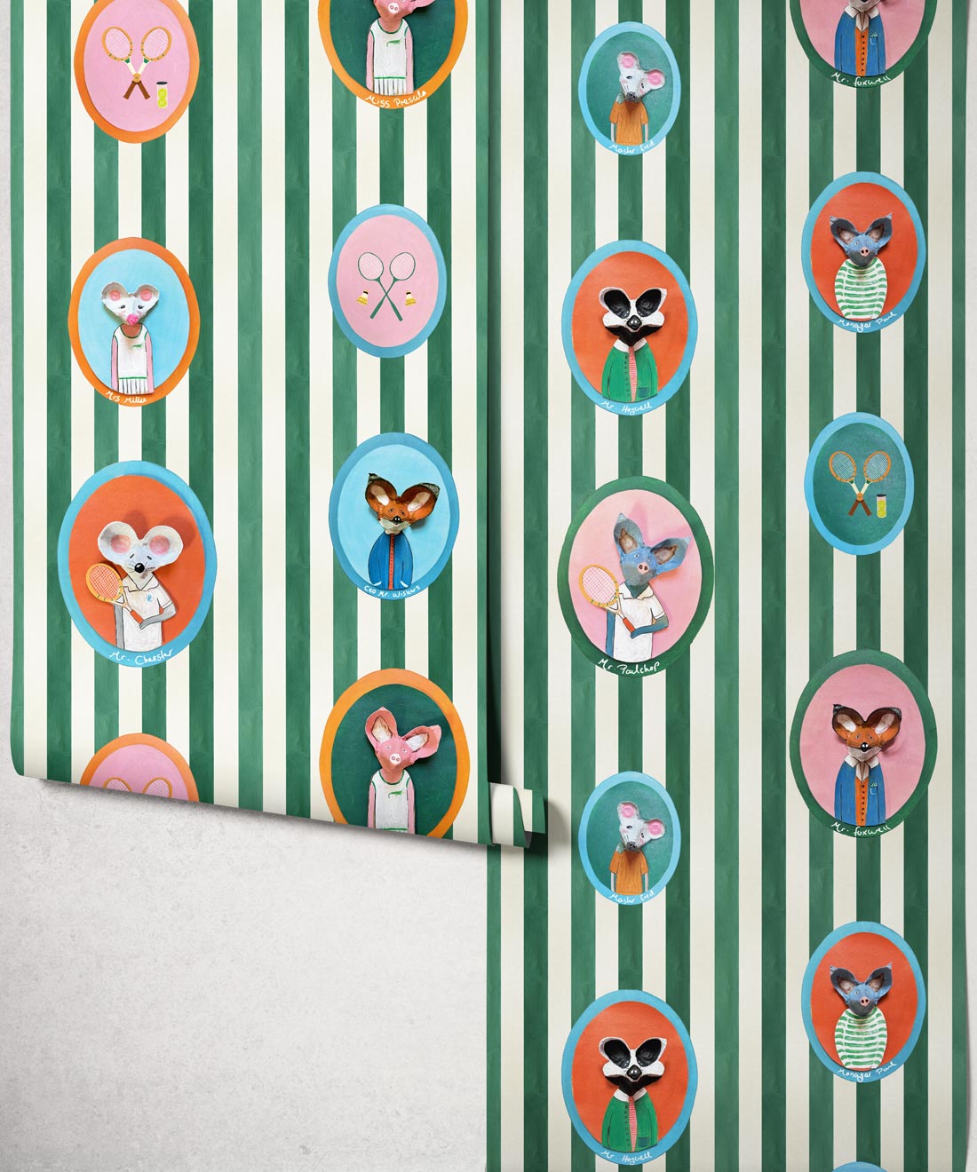 The Tennis Club Wallpaper - Colourway: Kelp Green - Roll