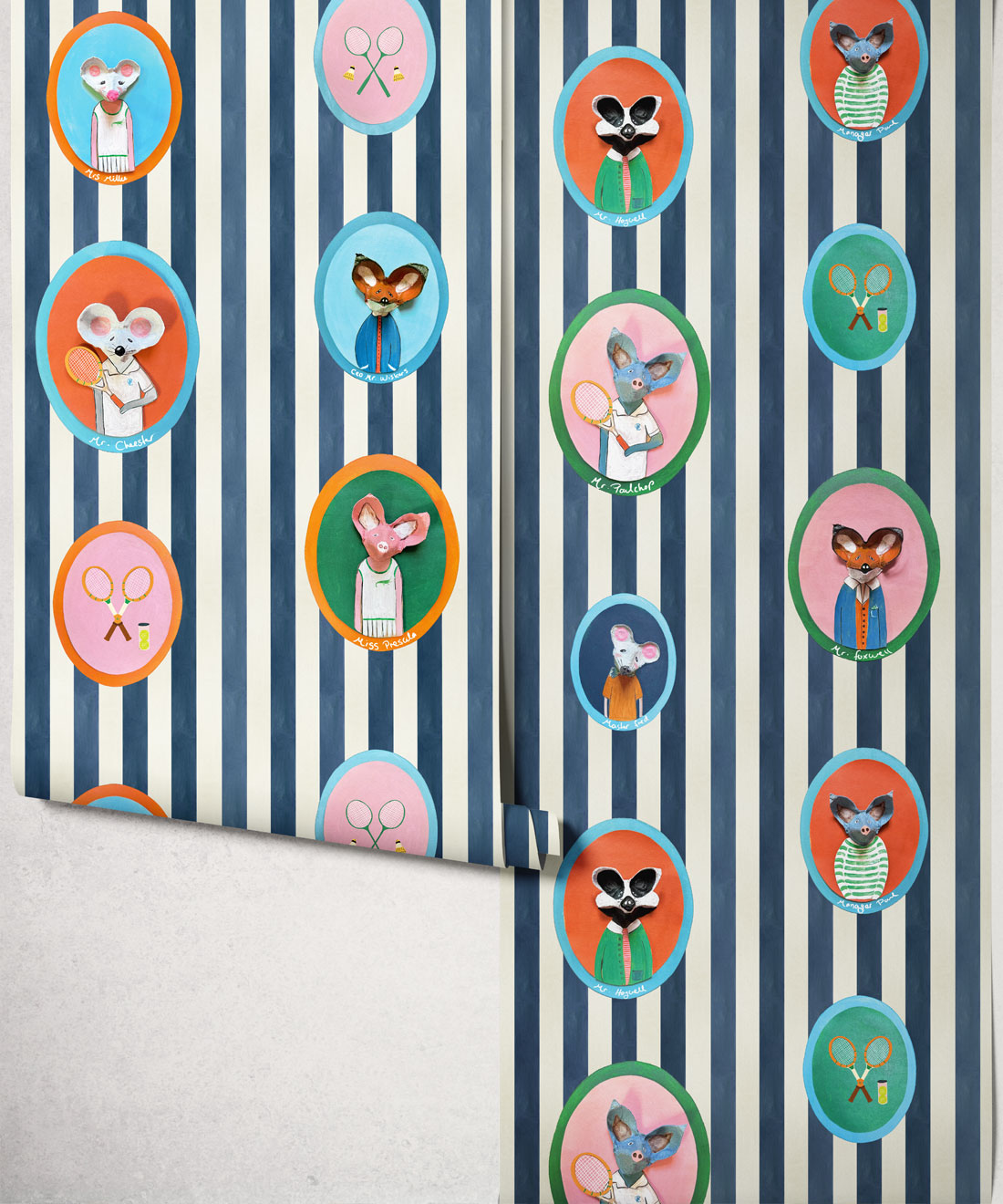 The Tennis Club Wallpaper - Colourway: Old Navy - Roll