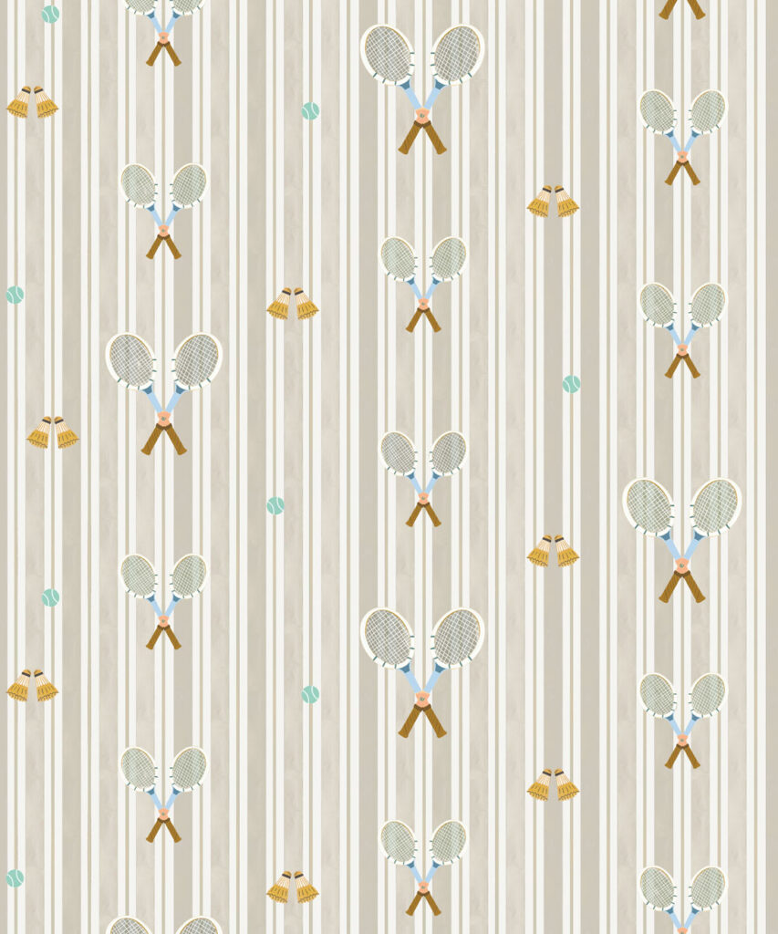 The Tennis Club Stripe Wallpaper - Colourway: Shell - Swatch