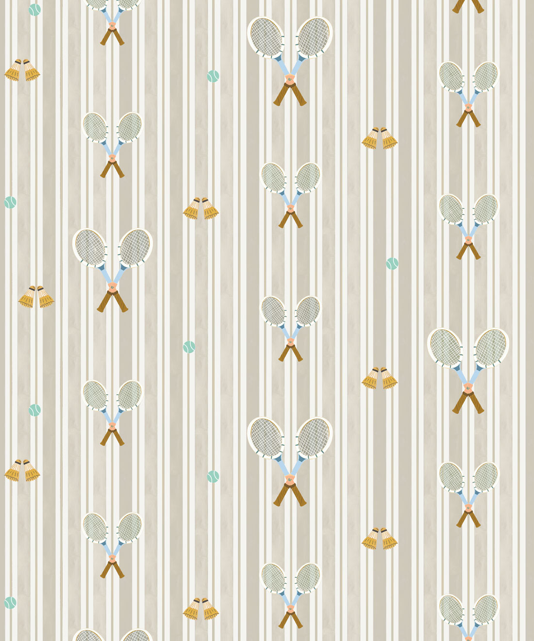 The Tennis Club Stripe Wallpaper - Colourway: Shell - Swatch