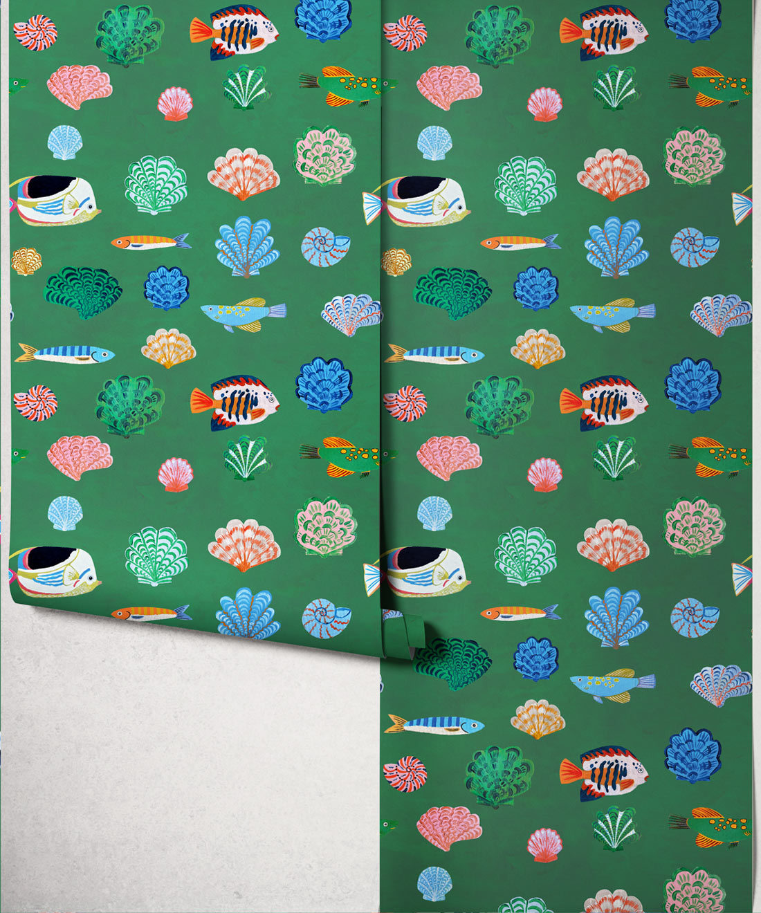 Seaside Treasures Wallpaper - Colourway: Kelp Green - Roll