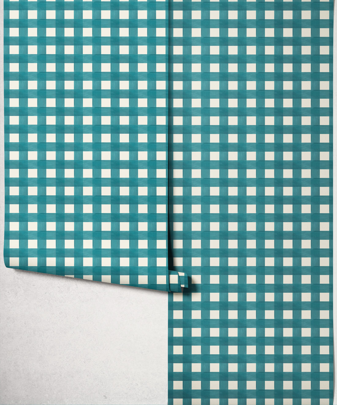 Clubhouse Check Wallpaper - Colourway: Lagoon Blue - Roll