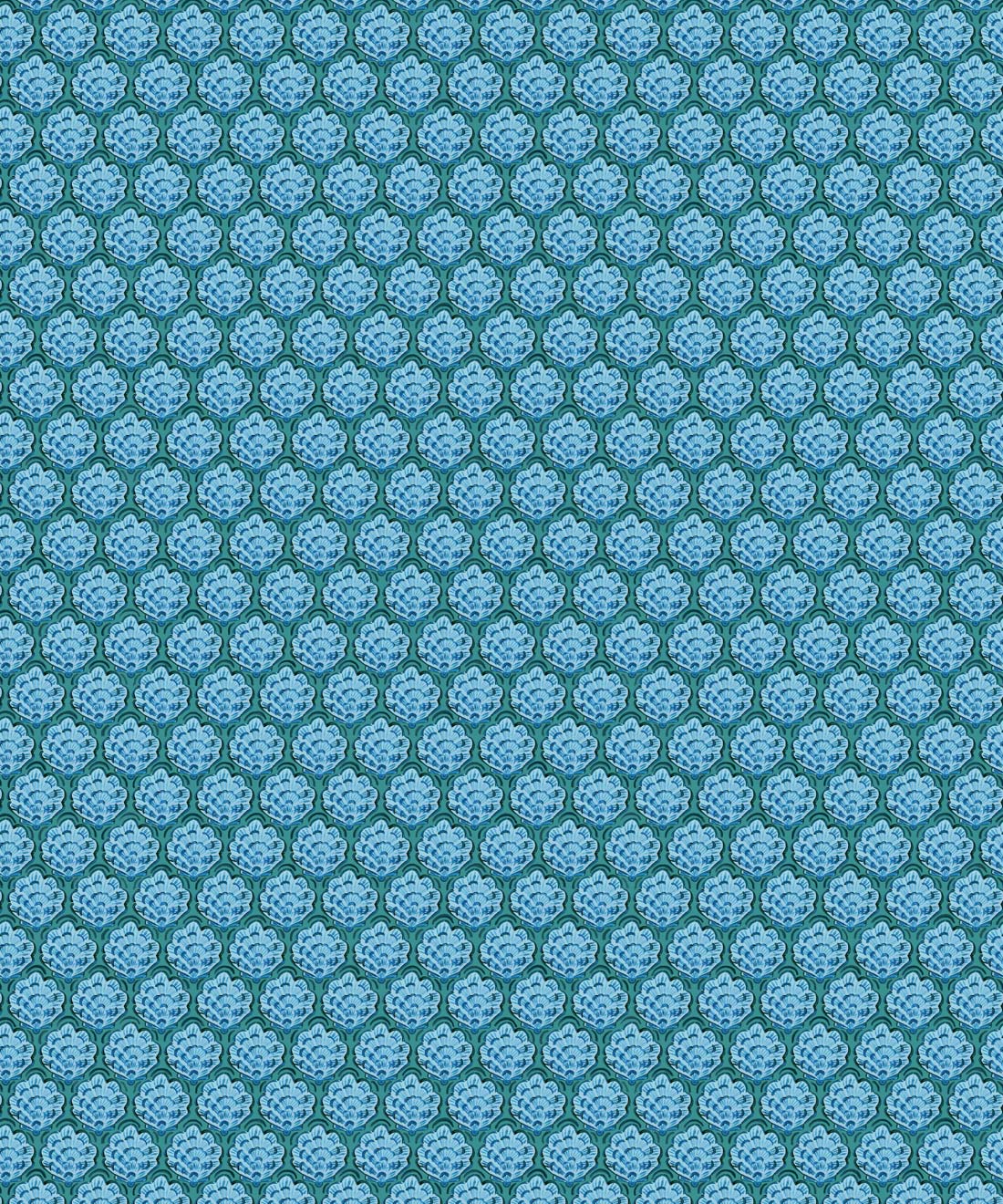 Shell Cove Wallpaper - Colourway: Lagoon Blue - Swatch