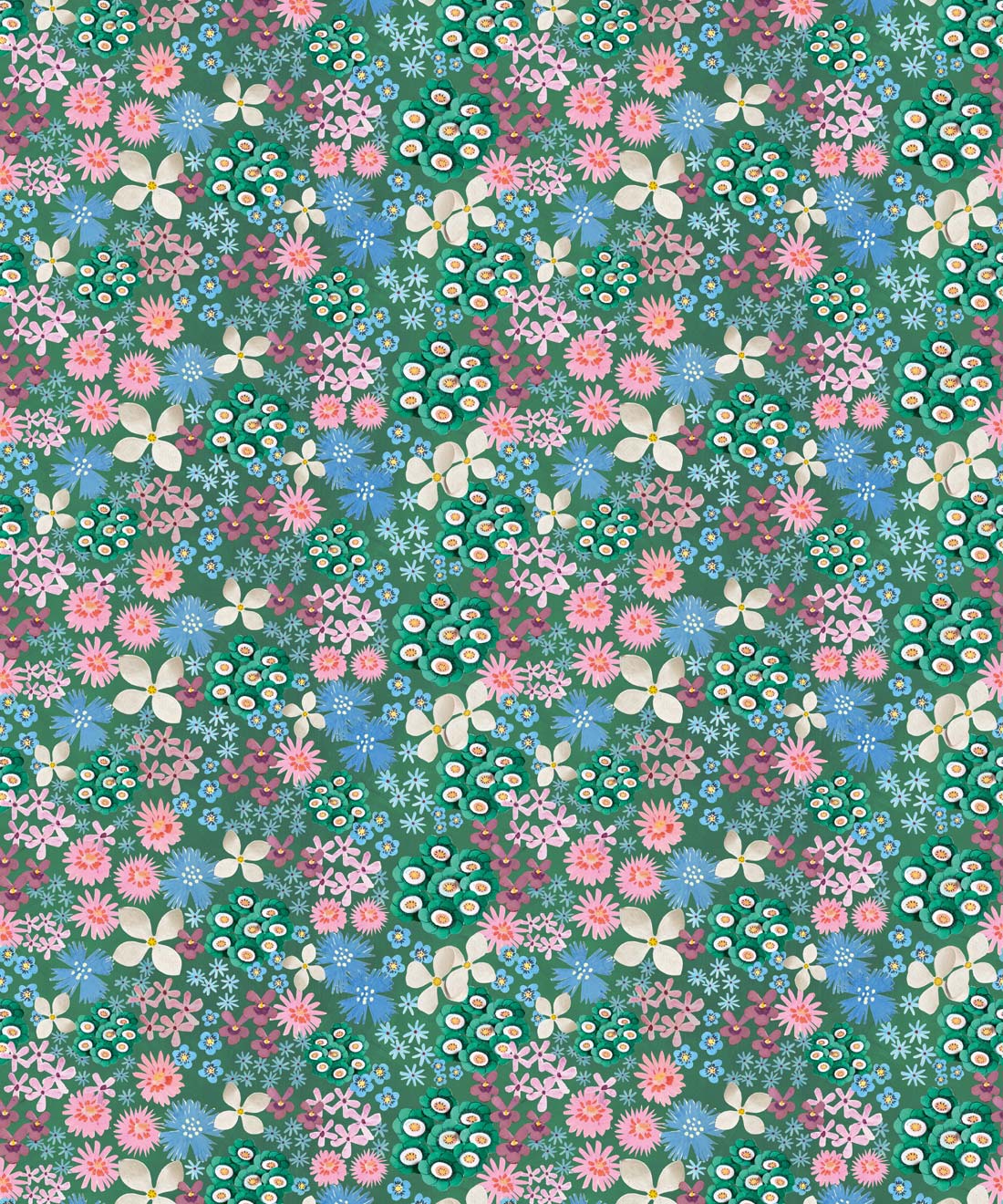 Meadow Confetti Wallpaper - Colourway: Kelp Green - Swatch
