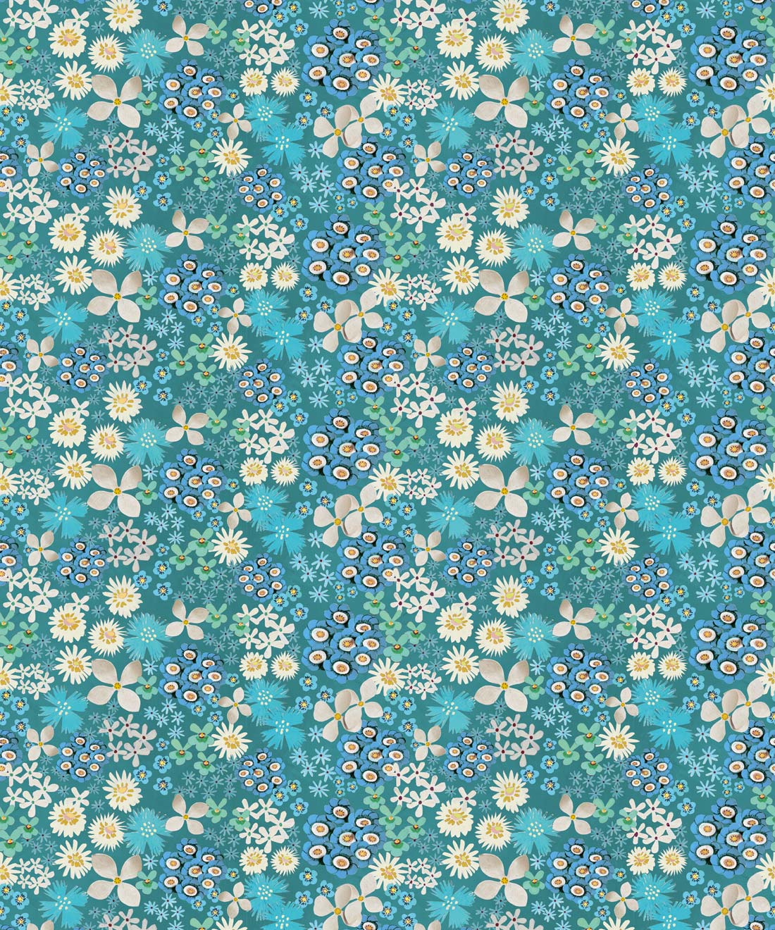 Meadow Confetti Wallpaper - Colourway: Lagoon Blue - Swatch