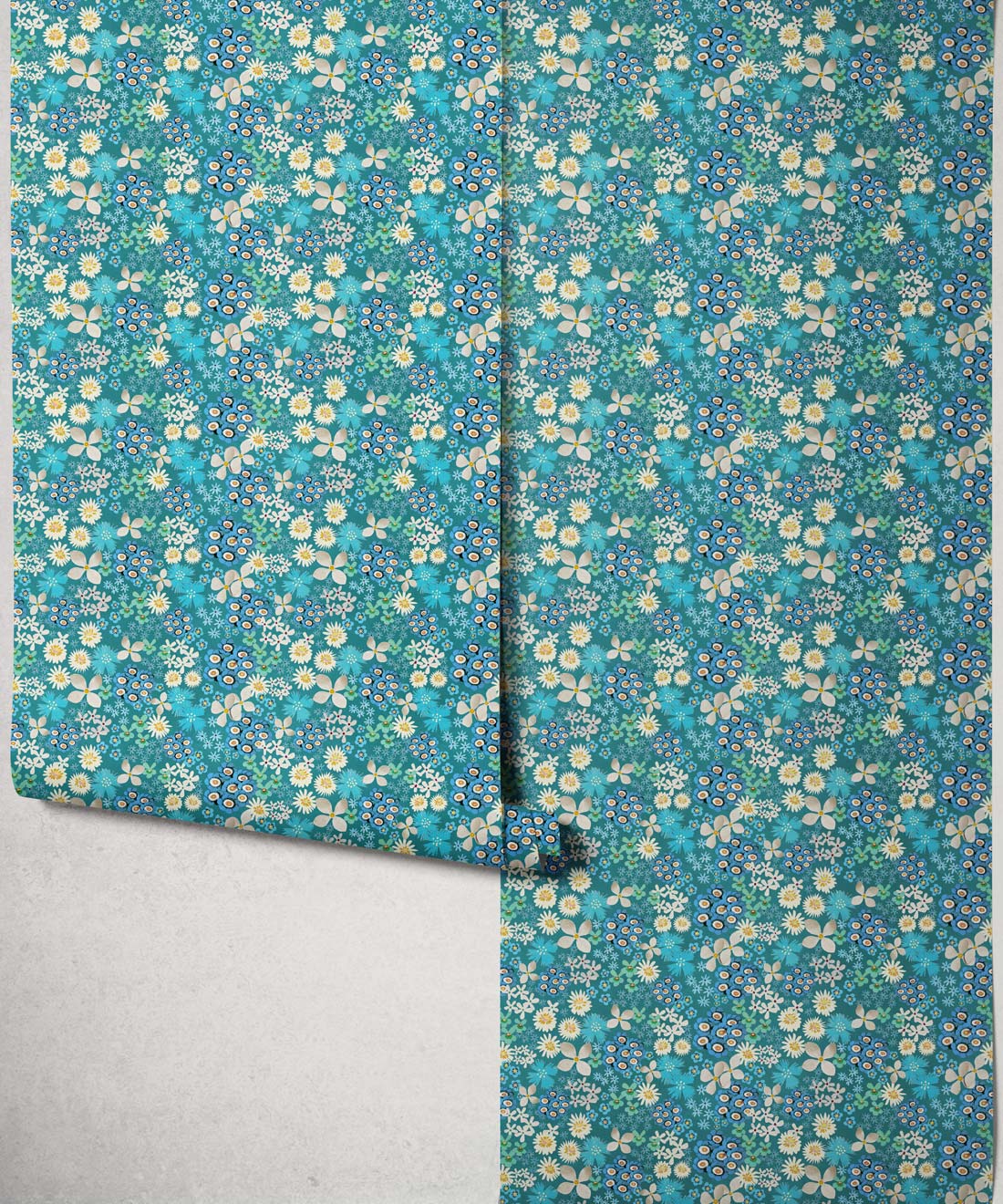 Meadow Confetti Wallpaper - Colourway: Lagoon Blue - Roll