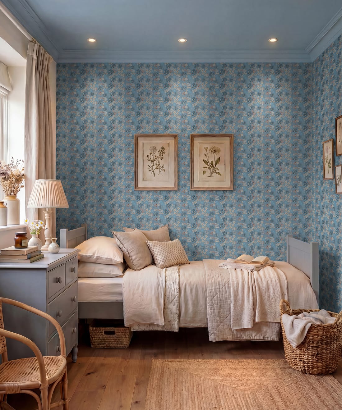 Meadow Confetti Wallpaper - Colourway: Powder Blue - Insitu