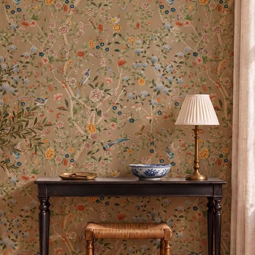 Aviary Garden in Colourway: Parchment from The Garden House Collection