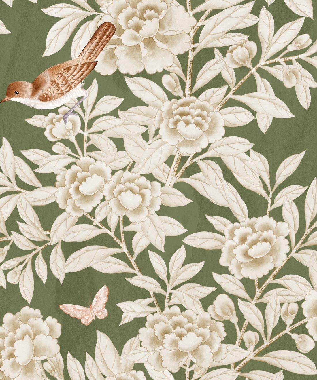 Windsor Garden Wallpaper - Colourway: Olive - Swatch